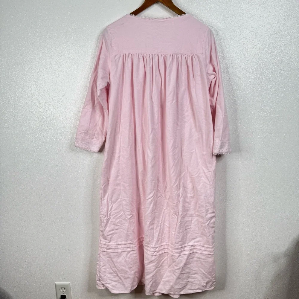 Eileen West Pink Fairy Tale Cotton Flannel Nightgown Size Small‎